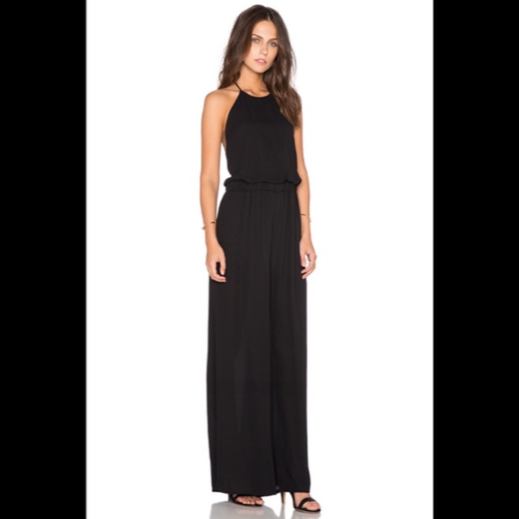 Krisa x Revolve Tie Back Halter Wide Leg Jumpsuit Black Size S - NWT - Picture 3 of 7